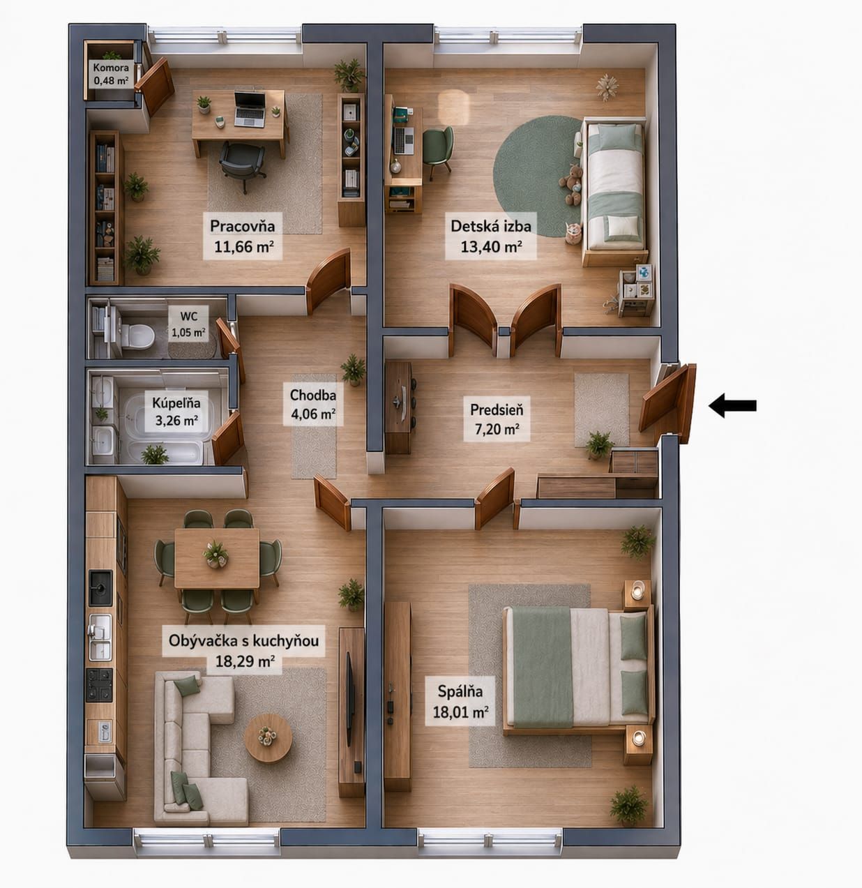 NUERA | Two bedroom apartment with separate kitchen, Tabaková